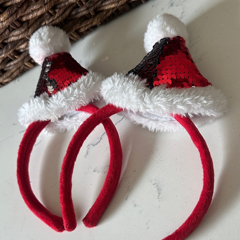 Set of 2 Festive Red Santa Hat Headbands - Picture 3 of 3